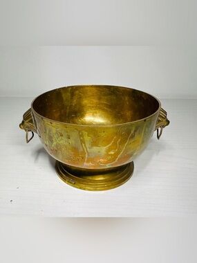 Unk Brass Finish Decorative Serving Bowl with Handles